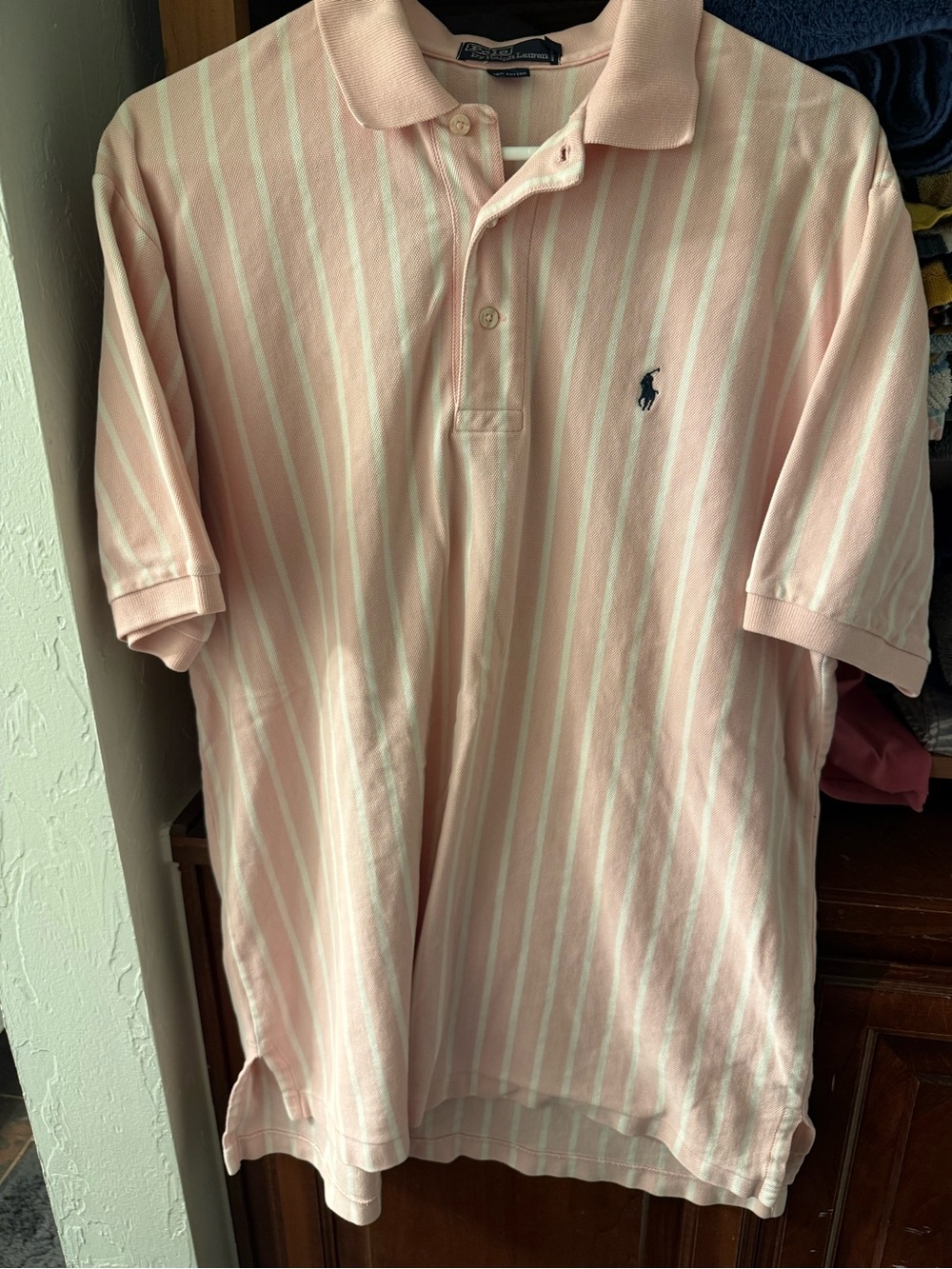 Polo Ralph Lauren men’s pink stripped polo Large
